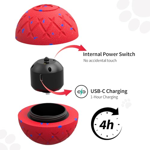 SCHITEC Interactive Dog Toy Ball, Automatic Moving & Bouncing Ball (Red) - color: Red
