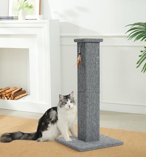Made4Pets Cat Scratching Post for Indoor Cats, Carpet Cat Scratcher, 32" - color: Grey-Carpet