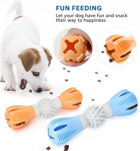 Durable Dog Chew Toy, Natural Rubber Treat Dispensing Puzzle Toy for Small & Medium Breeds – Interactive Teething, Training, and Dental Care Toy to Keep Dogs Engaged & Relieve Boredom (Orange) - color: Orange