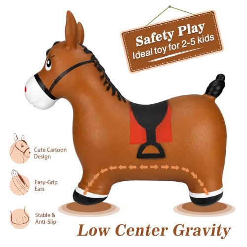 INPANY Bouncy Horse Hopper Toys, 2-4 Kids Riding Horse, Gifts Toy for Kids - color: Brown Horse