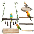Bird Perch Set, 6 Pack Natural Apple Wood Cage Accessories with Platforms & Swing for Parakeets, Cockatiels, Conures, Budgies, for Climbing, Chewing & Exercise