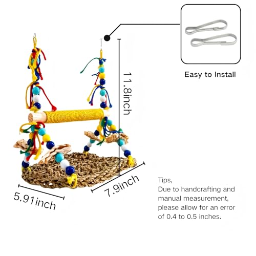 Parakeet Swing Toys Natural Bird Grass Mat,Parrot Swing Perch