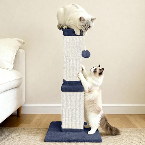 Cat Scratching Post for Indoor Cats, 32Inch Sisal Cat Scratcher - color: Blue