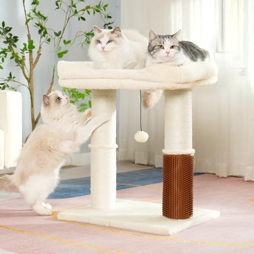Cat Tree Tower for Large Cats Cat Scratching Post with Bed 20x16“ - color: Beige, size: Large