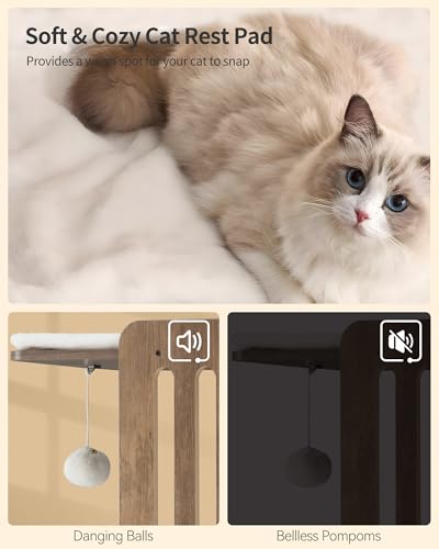 FourFurPets Modern Cat Tree, 58-Inch Cat Tower for Large Cats, Big Hammock - color: Greige
