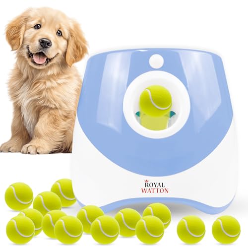 Automatic Ball Launcher for Dogs with 10 Balls, Rechargeable Fetch Machine - color: Blue