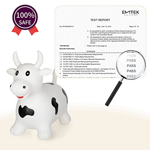 INPANY Bouncy Horse, Cow Hopper for Cowboys, Kid Gifts Toy, Pump Included - color: White Bull