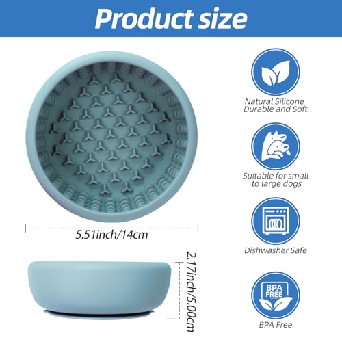 Dog Lick Bowl,Silicone Slow Feeder Bowls for Dogs and Cats - Wet Food, Suction Cups, Non-Slip Design (Blue, Small) - color: Blue, size: Small