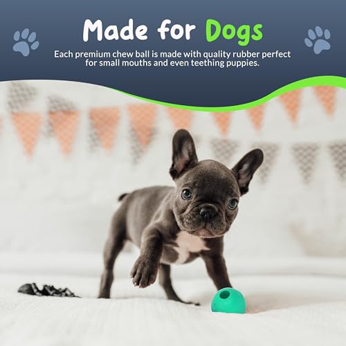 Small Dog Treat Balls — 2-Inch Solid Rubber Stuffable Toys with Hole, 4 Pack — Stuff with Peanut Butter, Freeze, Fetch, or Chew | Small Breeds & Puppies | Mesh Storage Bag - size: Small