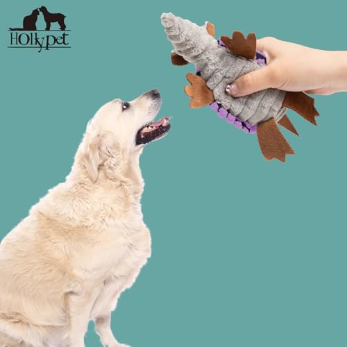 Hollypet Armadillo Squeaky Puppy Dog Toys for Small Medium Dogs, 6" - color: Purple, size: 6 IN