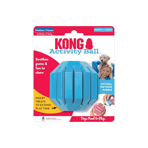 KONG Puppy Activity Ball, Teething Toy, Medium Puppies, Random Color - color: Assorted, size: Medium (Pack of 1)