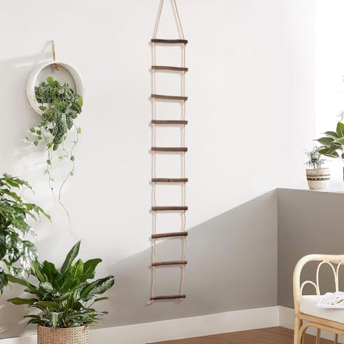 Wooden Rope Ladder Wall Hang, 1 Piece 120×15cm Wooden Branch Ladder Climbing Plants Trellis Hanging Ornaments for Home Decoration - size: 15*120cm