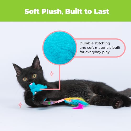 Catify Interactive Cat Toy - Squeaking Mice Set, Blue & Fuchsia - color: Squeaking Mice Blue & Fuchsia