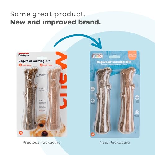 Dogwood Calming Stick Dog Chew Toy, Medium, 7.5", 2-Pack - color: Dogwood & Calming