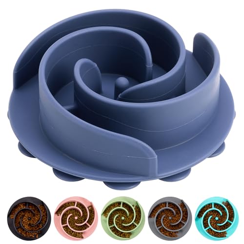 Slow Feeder Dog Bowls Insert, Bestalk Soft Silicone Slow Eating Feeder Insert with Suction Cups for Small, Medium and Large Dogs, Fit into Basic and Elevated Dog Bowls, Dark Blue - color: Dark Blue, size: S