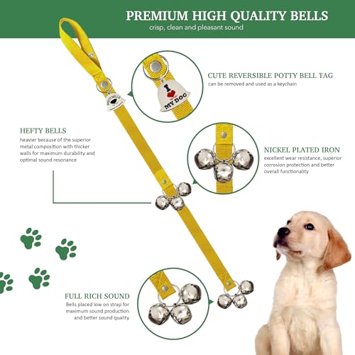 Caldwell's Pet Supply Co. Dog Potty Bells, Dog Bells to Go Outside, Hanging Dog Door Bell for Potty Training, Quality Bell for Dogs to Ring to Go Potty, Potty Bells for Dogs, New Puppy Training Tool - color: Yellow, size: One Potty Bell