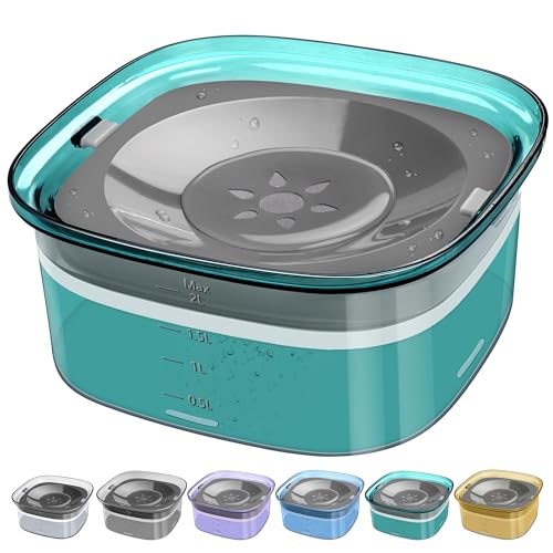 UPSKY 70oz Dog Water Bowl, No Spill Slow Drinking Feeder for Messy Drinker - color: E-Green, size: 2 L