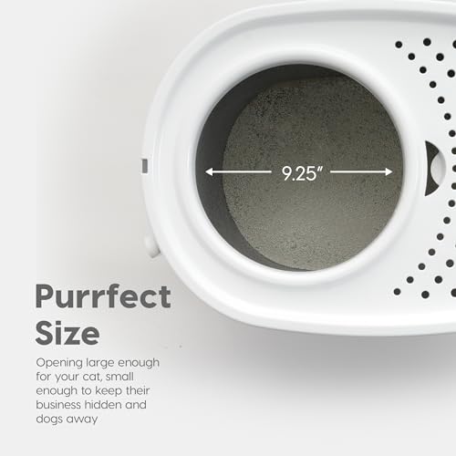IRIS USA Top Entry Cat Litter Box, Hooded Privacy, Large, Gray/White - color: Gray w/ Scoop, style: Oval