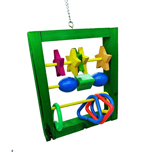 Litewoo Pet Bird Parrot Intellective Toy Multicolor Intelligence Training Development Abacus Chew Toy for Macaw African Greys Budgies Parakeet Cockatiels Cage Hanging Chewing Toy (Random Color) - color: bird train toy 2