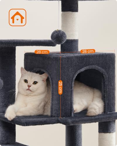 Feandrea Cat Tree, 44.1-Inch Cat Tower, Multi-Level Condo, Smoky Gray - color: Smoky Gray, size: 44.1 Inches