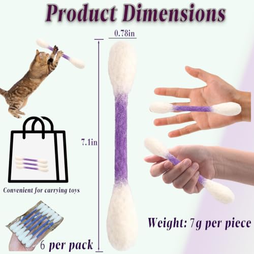 Giant Cotton Swabs Cat Toys with Catnip 6 Pk (A) - color: A