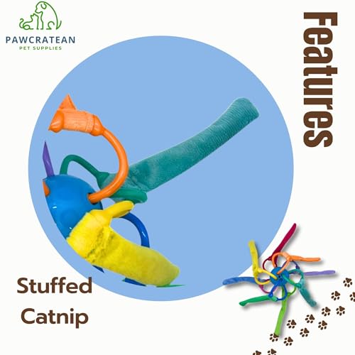 Catnip Sepak Takraw Cat Toy with Crackle Paper Colorful Self-Entertainment Durable Chew Toy - color: Catnip