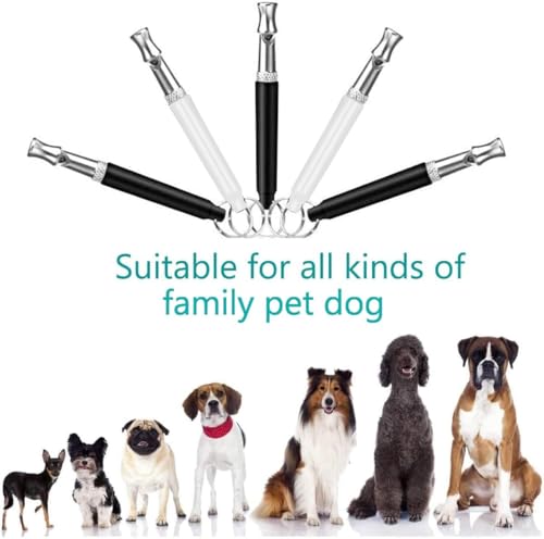 Dog Whistle,Adjustable Ultrasonic Silent Dog Whistle,Dog Whistle to Stop Barking Neighbors Dog,with Lanyard Professional Recall Dog Training Whistles,Dog Whistle to Make Dogs Come to You（B&W） (2)