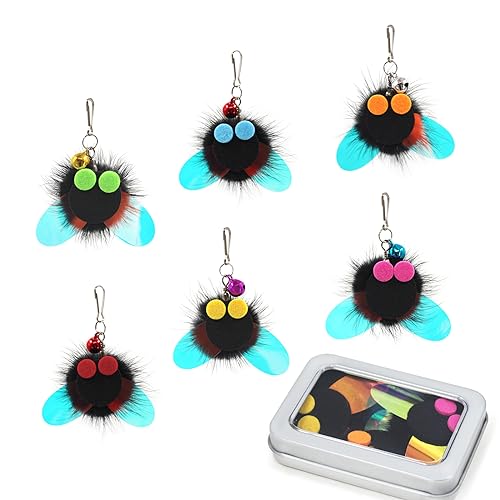 SONGWAY Cat Toy Wand Refills - 6 PCS Insect Shaped Furry Cat Toys Replacement, Interactive Cat Toys for Indoor Cat Kitten - size: Bug