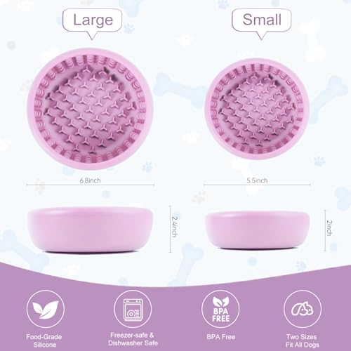Slow Feeder Dog Lick Bowl,Silicone Feeding Dogs Licking Bowls(Purple,Small) - color: Purple, size: Small