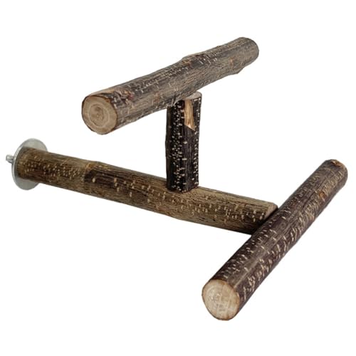 Natural Wood Bird Perches for Cage, Parrot Cage Perch Stand, Cage Accessories, Wooden Platform for Birds, Toys for Parakeets, Cockatiel, Budgie, Conure - color: Tperches