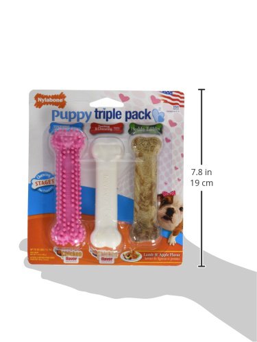 Nylabone New Puppy Starter Kit, Puppy Teething Toys, 3 Pack, Pink - color: Pink, size: Small