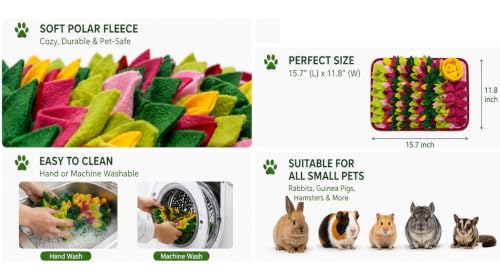 Rabbit Snuffle Mat,Hamsters Foraging Mat for Small Animals Bunny Puzzle Toys Pets Interactive Feeding Mat for Guinea Pigs Hedgehog Chinchilla Puppies (Pink) - color: Pink