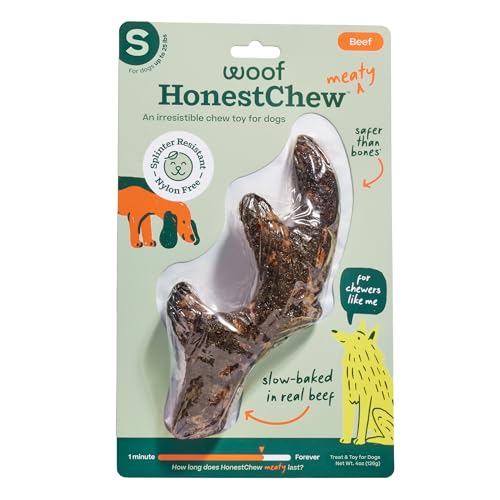 WOOF HonestChew Meaty Antler Dog Chew Toy for Dogs Under 25 lbs - size: Small