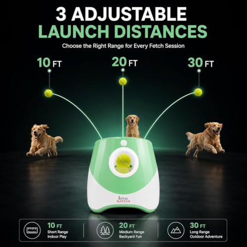 Automatic Dog Ball Launcher for Dogs with 10 Balls, Rechargeable Fetch Toy - color: Green