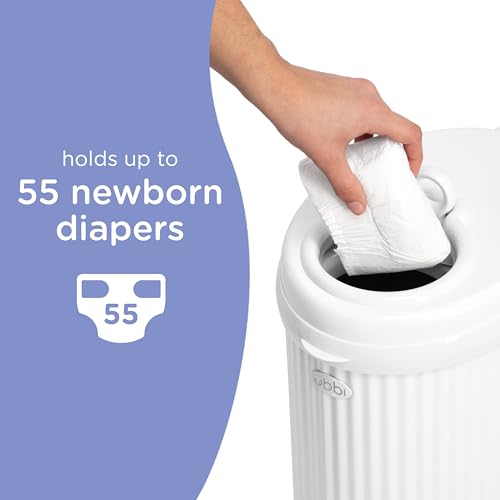 Ubbi Stainless Steel Diaper Pail, No Special Bags, Odor-Locking, Fluted - color: Fluted White