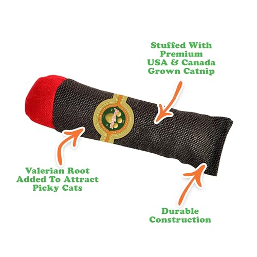Meowijuana Catnip Cigar Cat Toy | Catnip & Valerian Root Plush Toy - color: Cigar