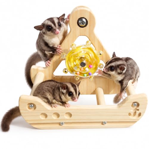 Sugar Glider Toys Wood Hanging with Spinner Sugar Glider Cage Accessories