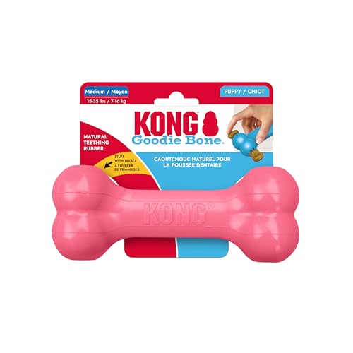 KONG Puppy Goodie Bone, Natural Rubber Chew, for Medium Puppies, Pink - color: Pink, size: Medium