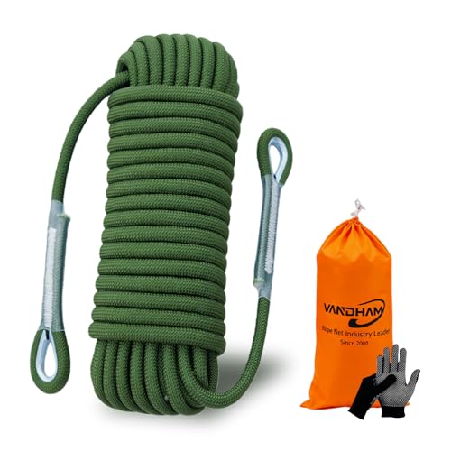 Static Climbing Rope - 12mm High Strength Arborist Rope 32FT for Outdoor Rappelling, Swing, Rigging, Tree Work, Camping - Green - color: Green, size: 32FT