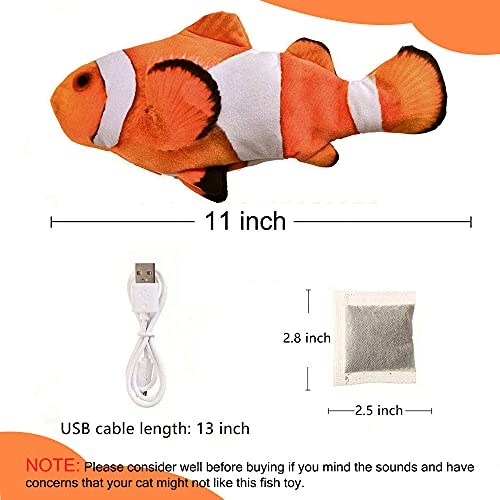 Tocirelo Cat Toy Flopping Fish - Interactive Cat Toy for Indoor Bored Cats - color: Clownfish