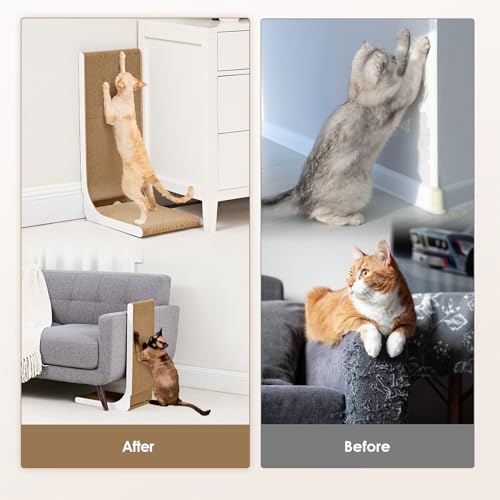 EHEYCIGA Cardboard Cat Scratcher for Indoor Cats, 19 Inch, White - color: White, size: 11.4x9.75x19