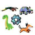 TUFFY® 5 Pack Jr Duck, Hippo, Fox, Brachiosaurus & Gear Ring Dog Toys - color: 5PK Multi-color Duck Fox Gear Hippo Brach