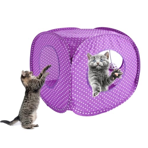 Cat Play Tunnel,Occupiedpet Collapsible Cube Tent with 3 Entry Points - color: Purple