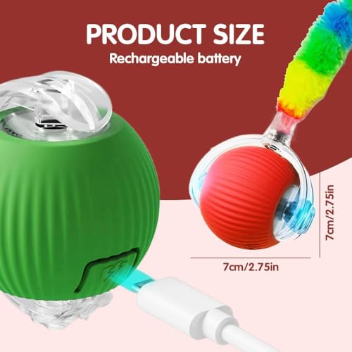 2PCS Interactive Cat Toy Rolling Ball Chewie Viral Dog Ball with Tail - color: Color3