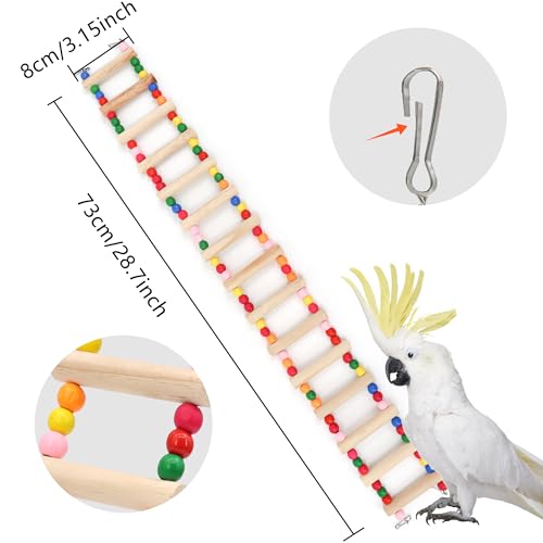 15-Step Bird Ladder Bridge,28.74 x 3.15 inch Raw Wood and Edible Dye - size: 15 Ladders