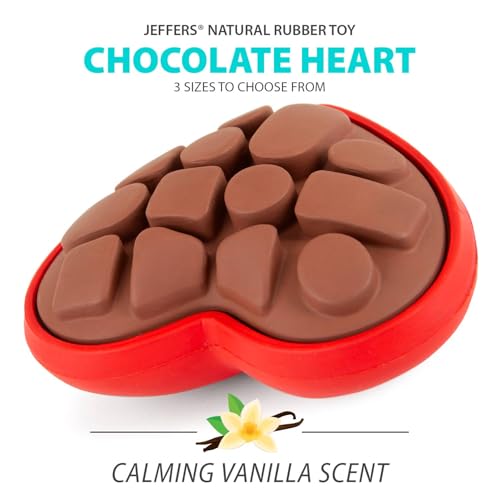 Jeffers Pet Natural Rubber Dog Chew Toy – Chocolate Heart Shape, Medium – Vanilla Scent, Durable, Non-Toxic, Dishwasher Safe, Interactive Fetch & Tug Toy - Perfect for Play, Training at Home - color: Brown, size: Medium