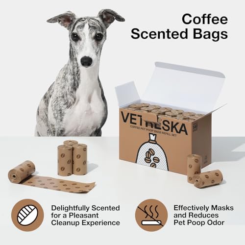 VETRESKA Dog Poop Bags, 540 Count Coffee Scented Waste Bags - color: coffee, size: 1 Count (Pack of 540)