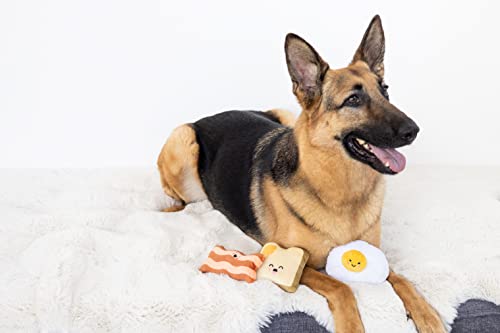Pearhead Breakfast Dog Toy Set - 3-Piece Bunch Food Theme (Egg - color: Barkfast Dog Toy Set, size: One Size