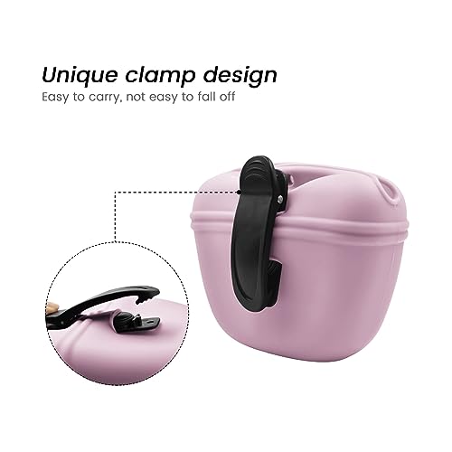 AUDWUD Silicone Dog Treat Pouch with Clicker Magnetic Closure Secure Clip - color: Peach Pink, size: 1 Pack