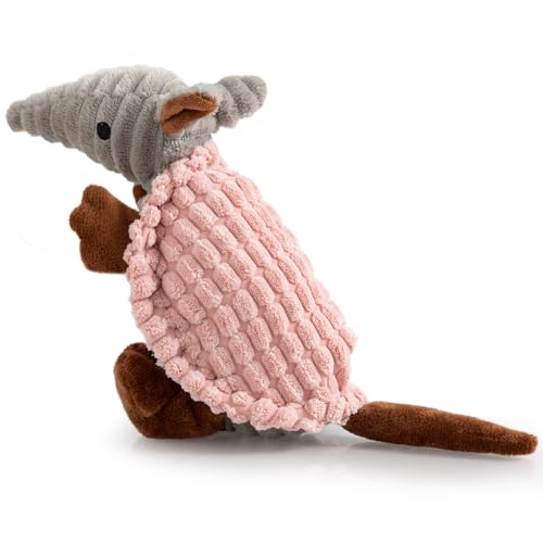 Hollypet Armadillo Squeaky Puppy Dog Toys for Small Medium Dogs, 8" - color: Light Pink, size: 8 IN